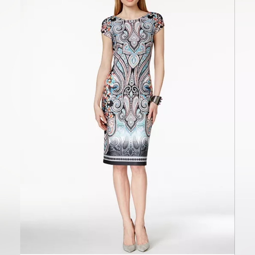 ECI Women's Midi Dress - Multicolor Pattern Size 10